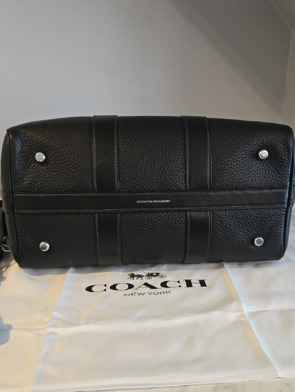 Coach Compass Bag 35 Black Pebbled Leather with Detachable Strap - Picture 8 of 15